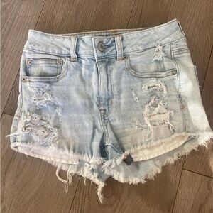 American Eagle Outfitters Light Wash Distressed Jean Shorts